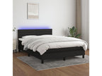 Upholstered bed base with mattress and LED lighting, black, 140x200 cm, fabric
