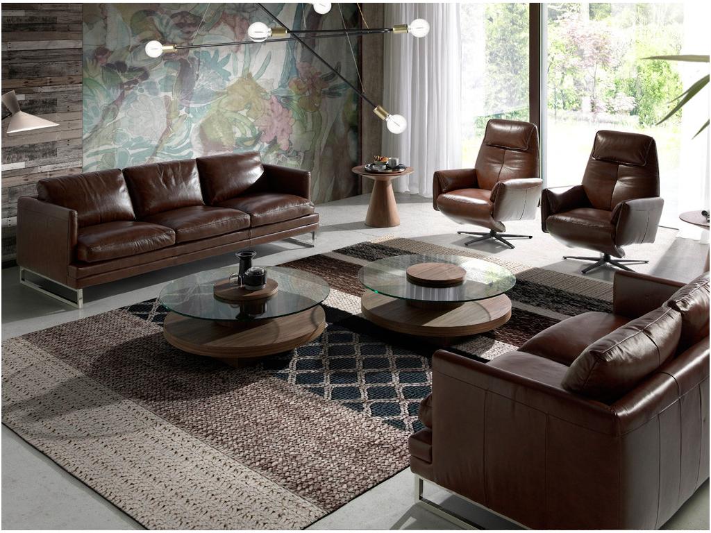 Laviecasa swivel armchair in leather with folding backrest mechanism - Black leather color FWMP18663