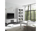 Meublori - Living Room Set Coffee Table TV Stand Shelf White Matte Finish
