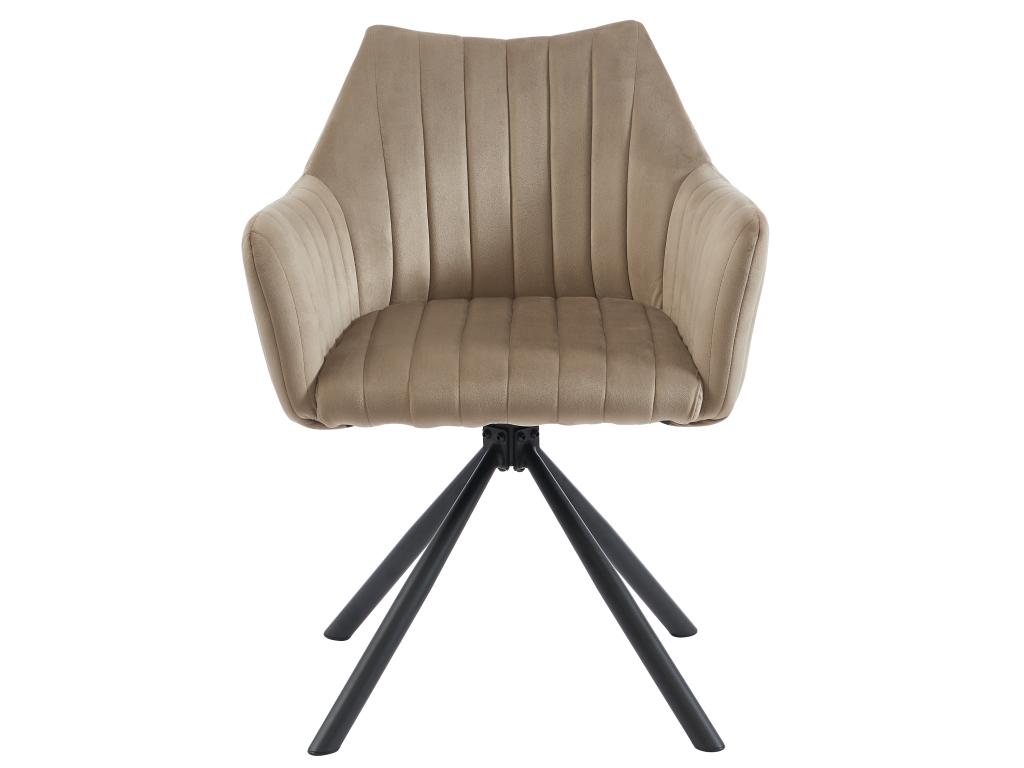 Set of 2 chairs with velvet and metal armrests - Beige - Meublori