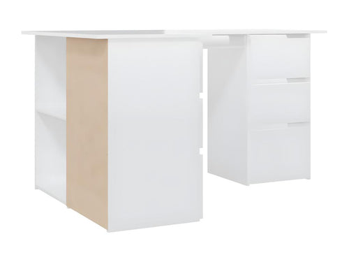 Glossy white corner desk 145x100x76 cm Chipboard