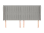 Headboard with wings, light grey, 203x23x118/128 cm, fabric