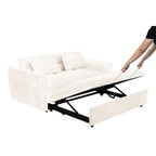 64.96 Velvet 3-in-1 Convertible Sofa Bed with Adjustable Back, Storage Pocket, and 500lb Weight Capacity