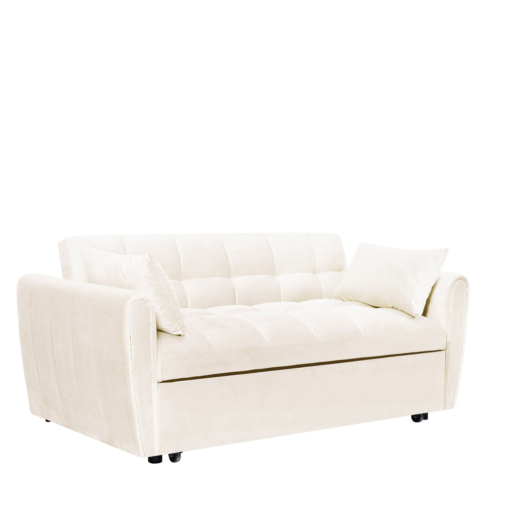 64.96 Velvet 3-in-1 Convertible Sofa Bed with Adjustable Back, Storage Pocket, and 500lb Weight Capacity