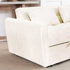 64.96 Velvet 3-in-1 Convertible Sofa Bed with Adjustable Back, Storage Pocket, and 500lb Weight Capacity