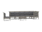8-piece garden furniture set with cushions, grey woven resin