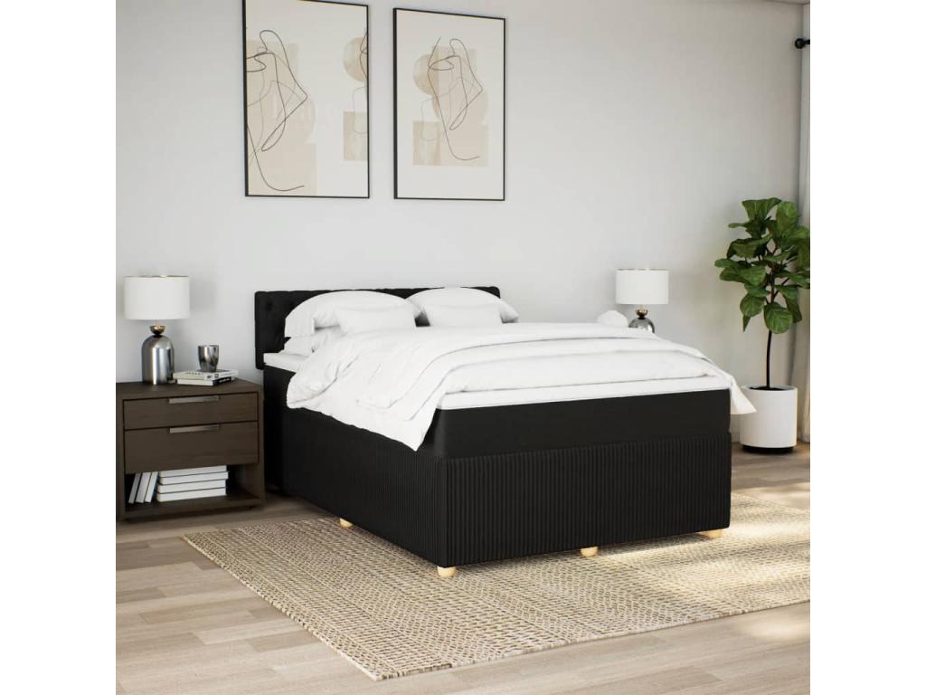 Meublori bed base with black mattress, 140x190 cm, fabric