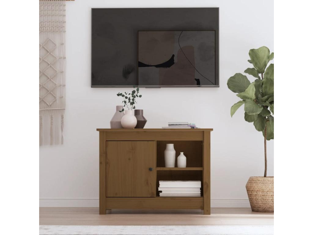 Honey brown TV stand, 70x36.5x52 cm, solid pine wood