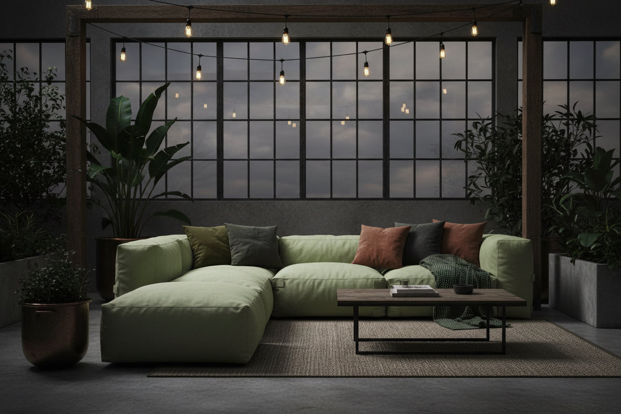 Meublori 8-seater modular corner sofa, green