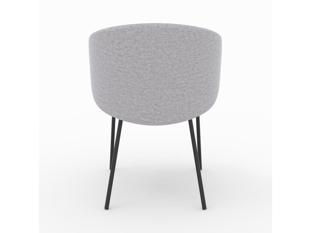 Set of 2 chairs in light grey fabric with black metal legs - Victoria