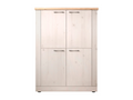 4-door tall sideboard in oak finish, Meublori and meringue white, H160 cm - COUNTRY
