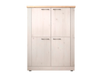 4-door tall sideboard in oak finish, Meublori and meringue white, H160 cm - COUNTRY