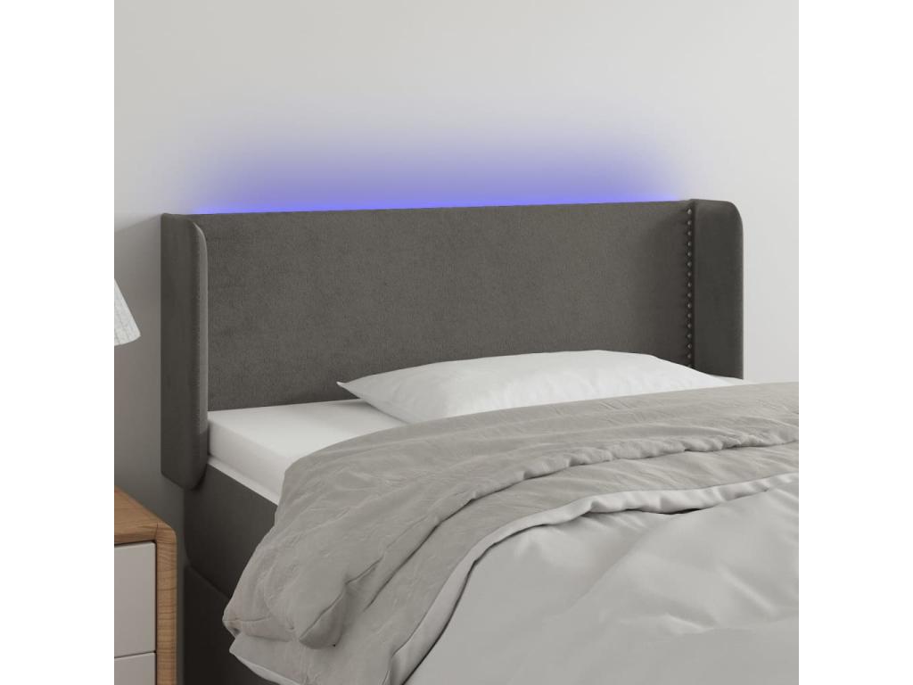 Dark Grey LED Headboard 83x16x78/88 cm Velvet