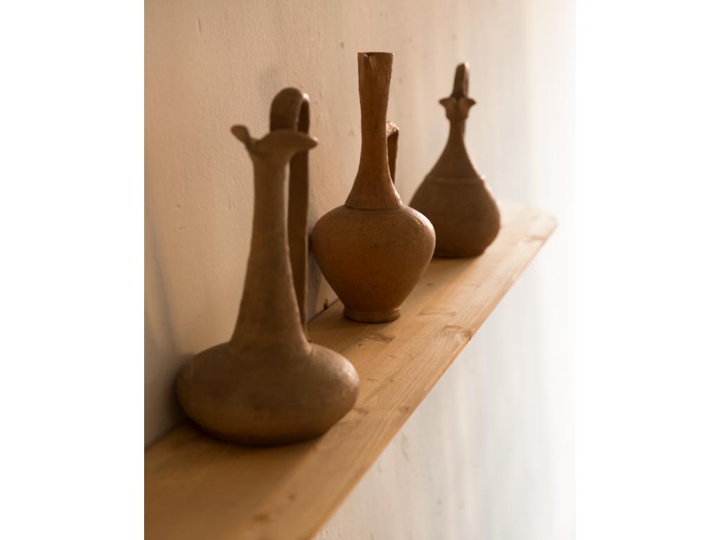 Set of 2 brown fir wood shelves 120x3.2cm - Meublori