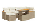 7-piece beige resin wicker garden furniture set with cushions by Meublori