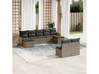 9-piece garden furniture set with grey resin wicker cushions