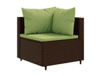 9-piece garden furniture set with cushions, brown woven resin