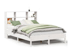 White bookcase bed without mattress, 160x200 cm, solid pine wood, UBAN78179