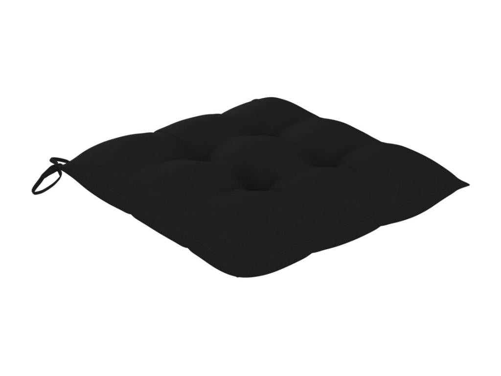 Garden chairs with black cushions, 4 pieces, solid teak wood