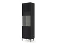 Display cabinet with shelves on legs, matte black, 60x42x217 cm, RAVI C DIAMANT, black framed legs