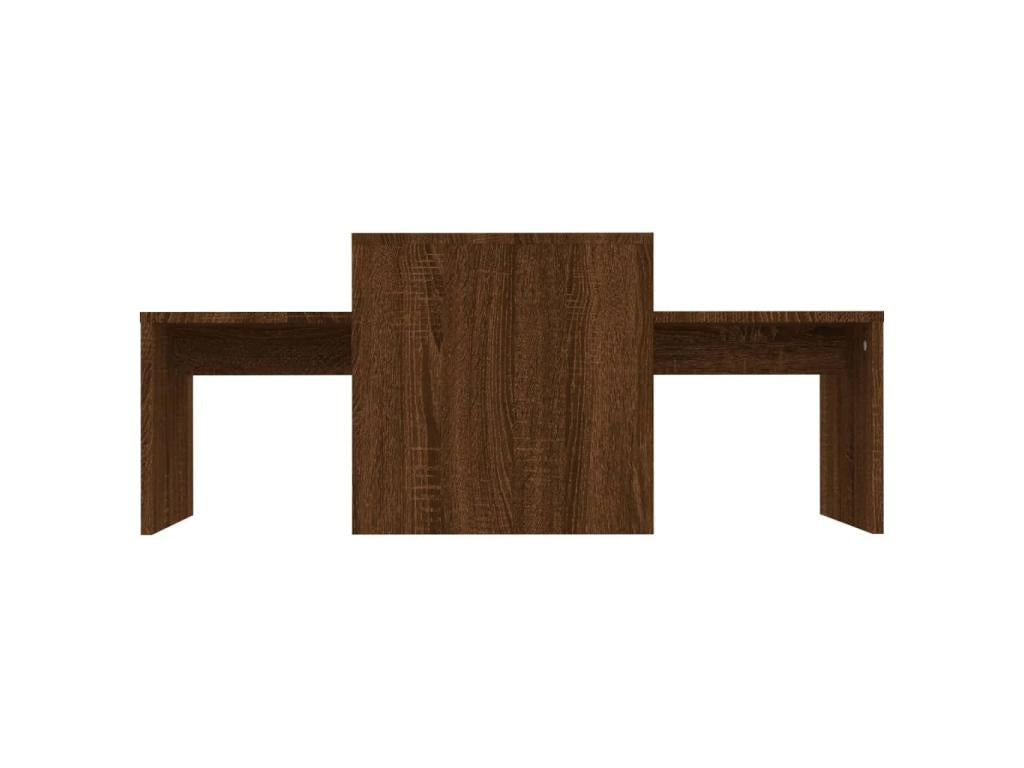 Coffee table set, brown oak, 100x48x40cm, engineered wood, FKXJ18676