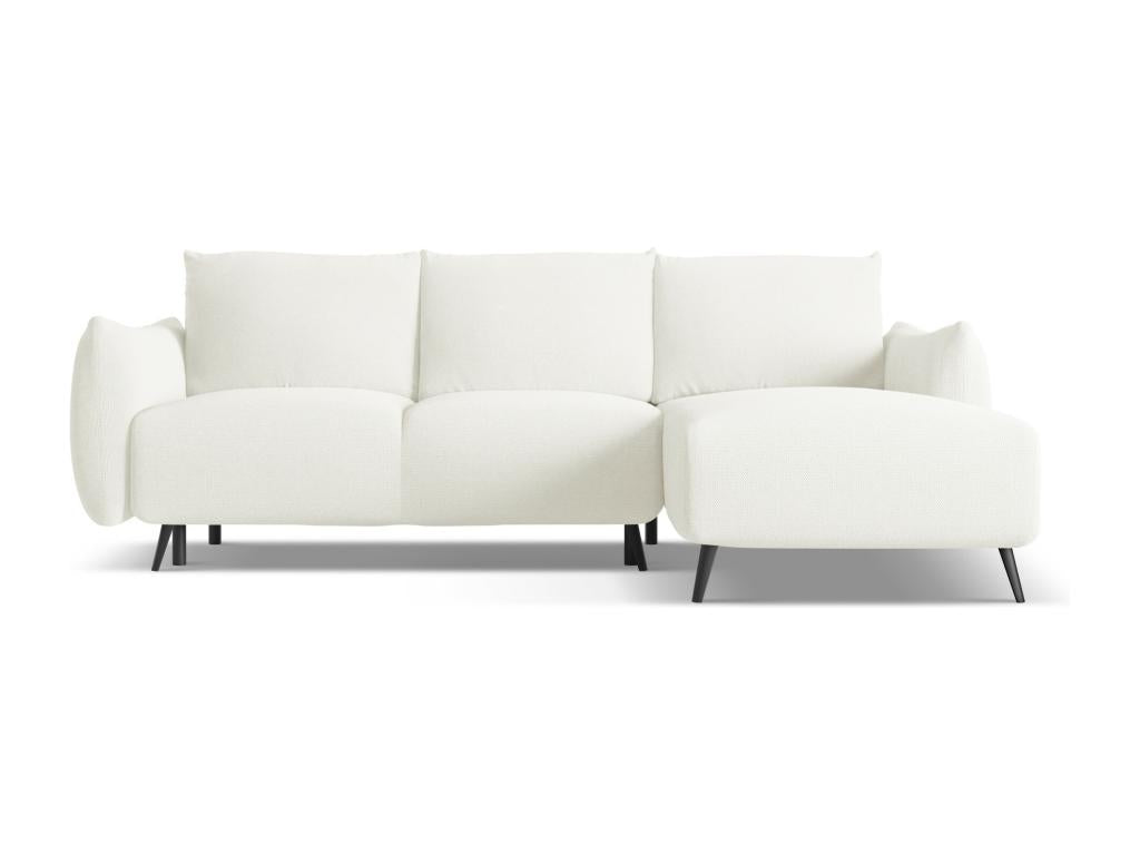 Right-hand corner sofa bed in chenille fabric - white - Meublori