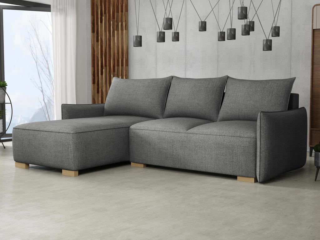 Meublori 226 Grey Corner Sofa with Sleeping Function and Bedding Box, 240x155x87cm