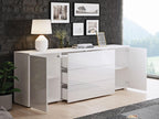 Meublori 129 High Gloss White Chest of Drawers - White With drawers and doors Number of drawers: 3