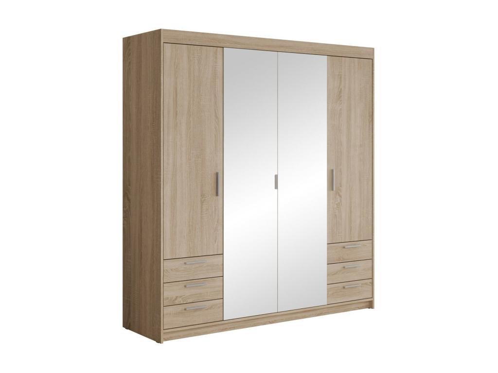 Meublori 115 Wardrobe, Oak, 191x177x53cm, Wardrobe Doors with Hinges