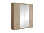 Meublori 115 Wardrobe, Oak, 191x177x53cm, Wardrobe Doors with Hinges