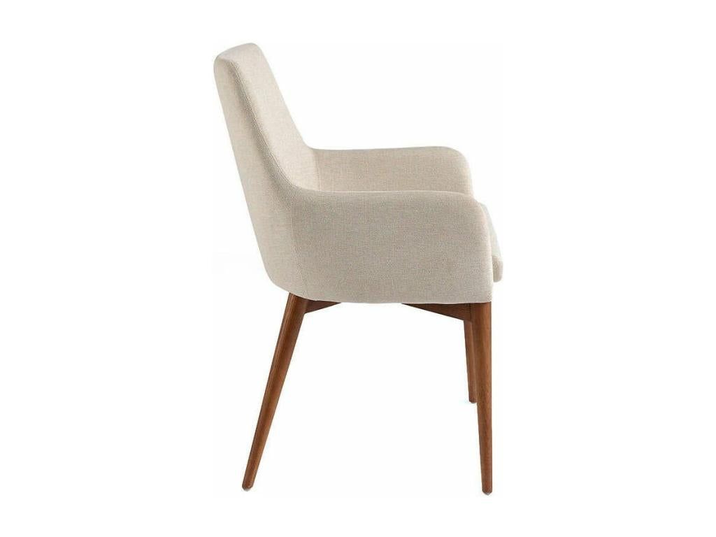 Meublori Walnut Wood and Faux Leather Armchair - Set of 2 - Meublori 90 Black