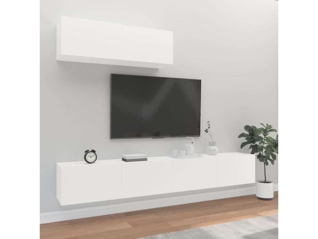 3-Piece TV Stand Set, White Engineered Wood