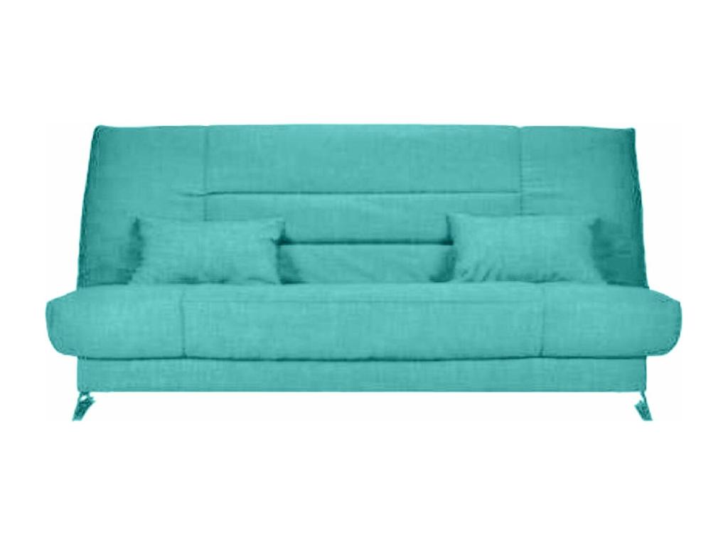 Meublori fabric bench 130x190 with 13cm Starflex mattress and Malax storage - Cyan Blue
