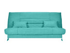 Meublori fabric bench 130x190 with 13cm Starflex mattress and Malax storage - Cyan Blue
