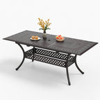 MAISON ARTS 7-Piece Cast Aluminum Patio Dining Set with Expandable Rectangular Table & 6 Cast Aluminum Chairs