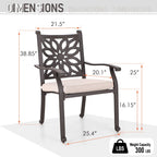 MAISON ARTS Cast Aluminum Dining Chairs/Patio Dining Set with Round Dining Table & 6 Cast Aluminum Patio Chairs