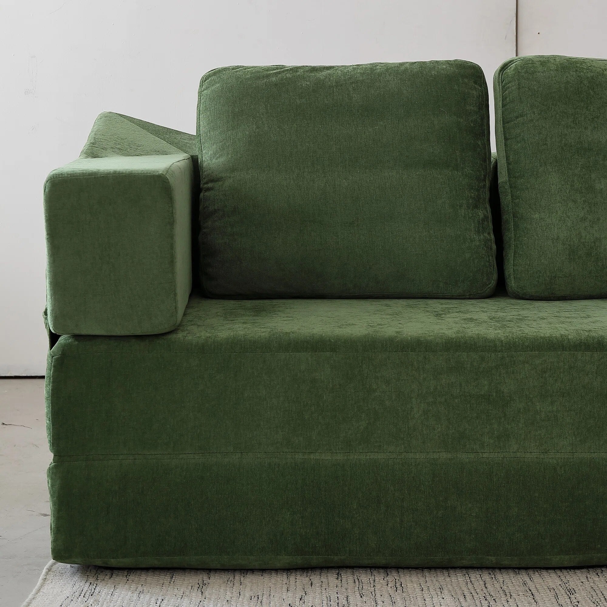 70.87 Upholstered Convertible Sleeper Sofa, Convertible Chair Floor Couch Comfy Sofa for Living Room, Bedroom, Chenille Fabric