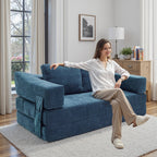 70.87 Upholstered Convertible Sleeper Sofa, Convertible Chair Floor Couch Comfy Sofa for Living Room, Bedroom, Chenille Fabric
