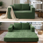 70.87 Upholstered Convertible Sleeper Sofa, Convertible Chair Floor Couch Comfy Sofa for Living Room, Bedroom, Chenille Fabric