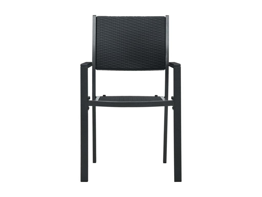 2-piece garden chairs, black plastic with a rattan look