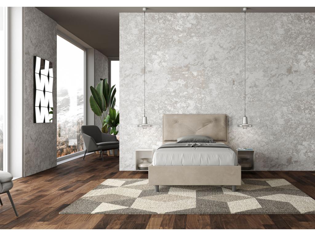 Single bed without slatted base, upholstered 120x200 cm, sand microfiber, Meublori Large