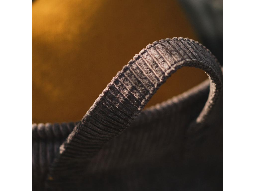 Cosy corduroy laundry basket - Charcoal grey - D 40 x H 45 cm