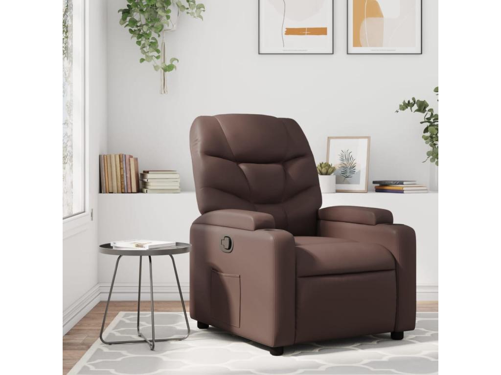 Brown Faux Leather Reclining Armchair