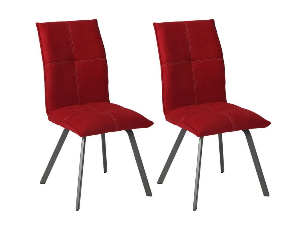 Meublori - Set of 2 Fabric Chairs, Red
