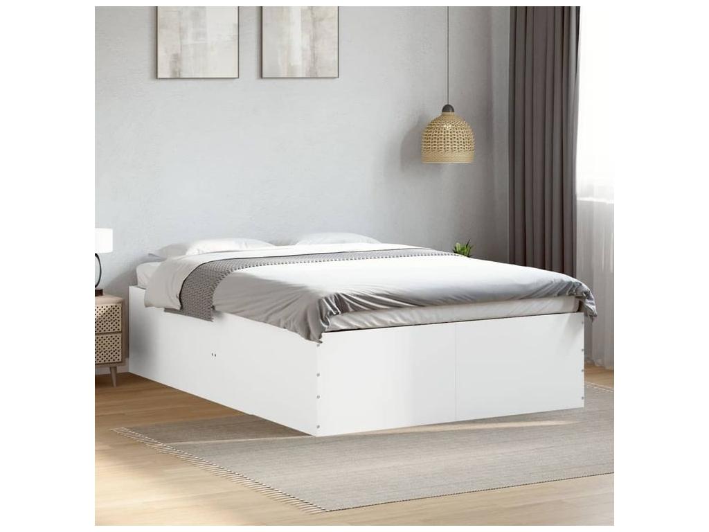 White bed frame 140x200 engineered wood