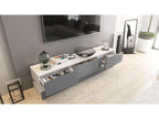 TV stand with base, white and high-gloss sand grey, 178 x variable x 39 cm
