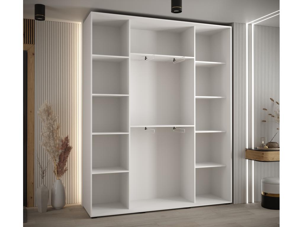 Meublori 3 Sliding Door Wardrobe 235.2/200/45 3 Doors White/Black/Silver