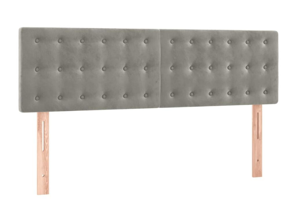 2-piece headboard set, light grey, 72x5x78/88 cm, velvet
