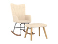 Rocking chair with footstool, cream fabric