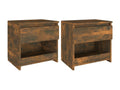 2-piece bedside tables, smoked oak, 40x30x39 cm, engineered wood